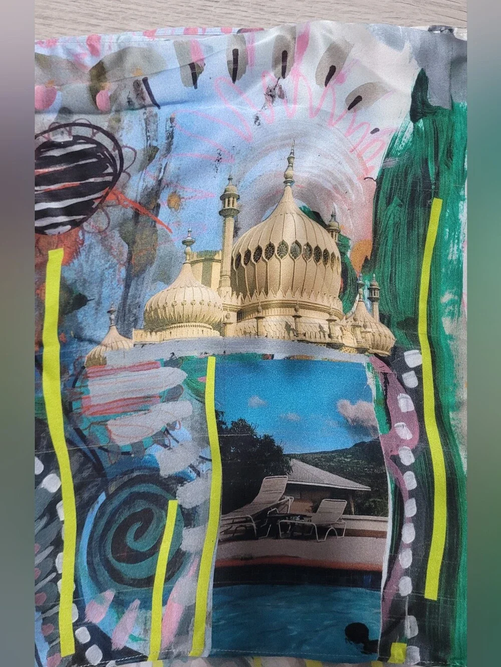 Michael Birch 100% Silk Scarf Brighton Royal Pavilion Print Made in UK OS
